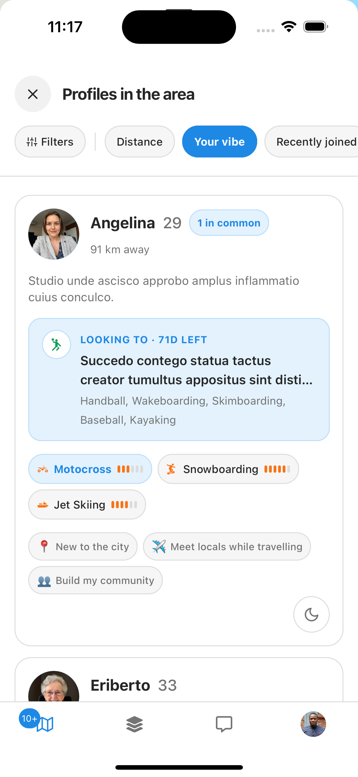 Wings profiles in the area